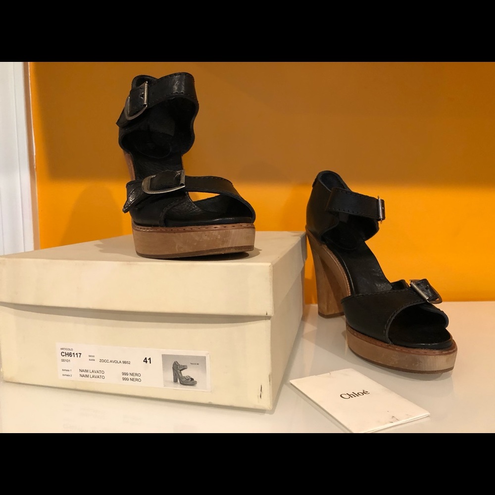 CHLOE black leather sandals size 41
